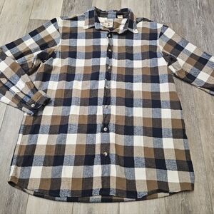 RedHead Plaid Flannel Long Sleeve Button Down Shirt Blue Tan Men's XLT Tall
